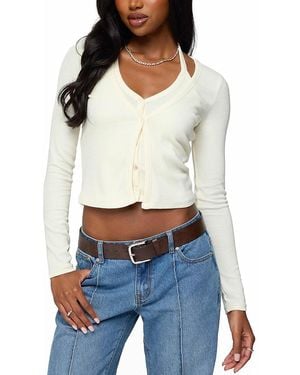 Edikted Cardigan & Halter Two Piece Knit Top - White