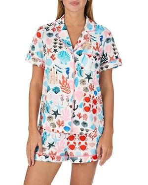 Kate Spade Brushed Jersey Short Sleeve Boxer Pajama Set - White