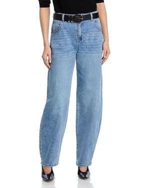 Aqua High Rise Barrel Jeans - Blue