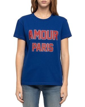 Zadig & Voltaire Amour Paris Cotton Crewneck Tee - Blue