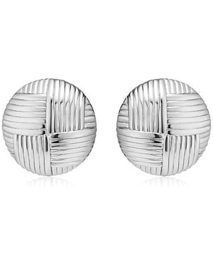 Oradina Sterling Woven Button Earrings - Gray