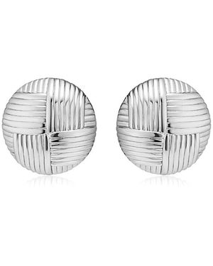 Oradina Sterling Woven Button Earrings - Gray