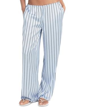 Skims Woven Shine Sleep Pants With Lace - Blue