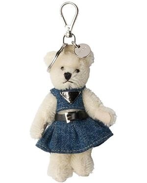 Prada Teddy Bear Bag Charm With Metal Ring - Blue