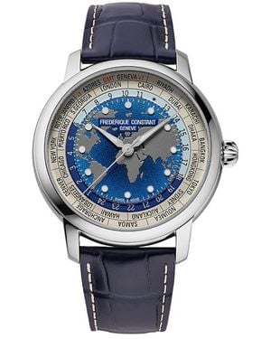 Frederique Constant Classic Worldtimer Manufacture Bracelet Watch, 40Mm - Blue