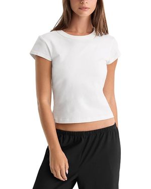 GOOD AMERICAN The Cap Sleeve Cotton Stretch Tee - White