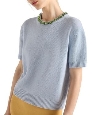 Prada Wool And Cashmere Crew-Neck Sweater - Blue