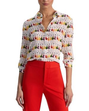 Alice + Olivia Willa Staceface Silk Top - Red