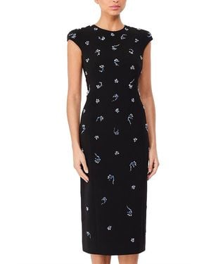 Jenny Packham Hydra Embellished Cap-Sleeve Midi Dress - Black