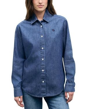 Gerard Darel Lucy Cotton Button Front Blouse - Blue