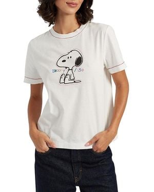 Chinti & Parker Cotton Snoopy Embroidered T-Shirt - White