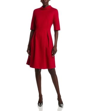 Misook Pleated Stretch Ponte Dress - Red