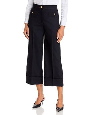 Thom Browne Wool Wide Leg Crop Pants - Black