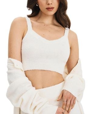 Miss Circle Selene Wool-Blend Ribbed Knit V-Neck Top - White