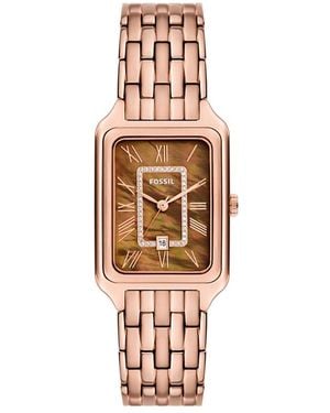 Fossil Raquel Three-Hand Date Rose-Tone Stainless Steel Watch, 26Mm X 40Mm - White