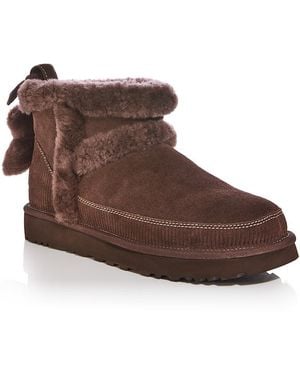 UGG Classic Mini Heritage Suede Shearling Lined Ankle Boots - Brown