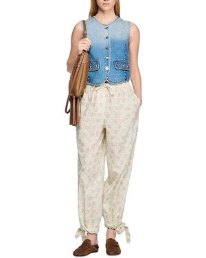 Sandro Cropped Denim Vest - Blue