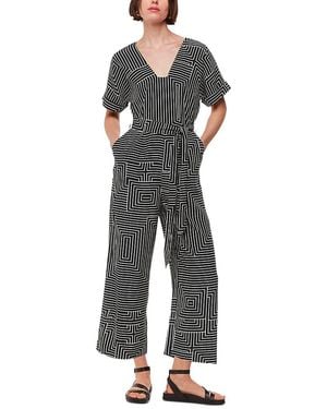 Whistles Angled Stripe Jumpsuit - Gray