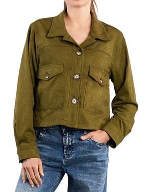 Billy T Boxy Faux Suede Jacket - Green