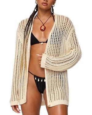 Edikted Darcee Oversized Crochet Cardigan - Natural
