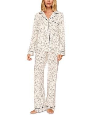 Eberjey Gisele Printed Long Pajama Set - White