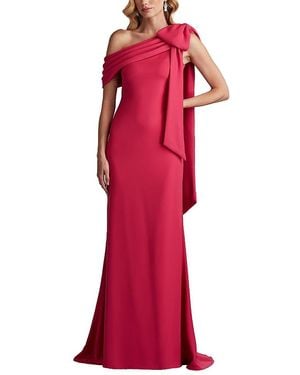 Tadashi Shoji Cassia Bow-shoulder Crepe Gown - Red