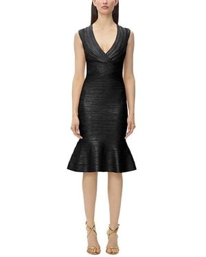 Hervé Léger The Metallic Sophie Flounce Dress - Black