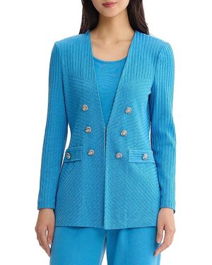 Ming Wang Plus Textural Tonal Knit Jacket - Blue