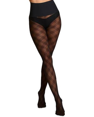 Commando Check Plaid Sheer Tights - Black