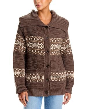 PAIGE Dakar Wool Blend Shawl Collar Cardigan - Brown