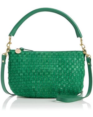Clare V. Moyen Messenger Woven Leather Crossbody Bag - Green