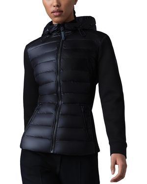 Mackage Della Hooded Mixed Media Jacket - Blue