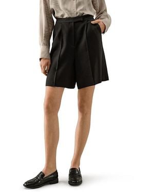 LILYSILK Silk-Wool Blend Polished Shorts - Black