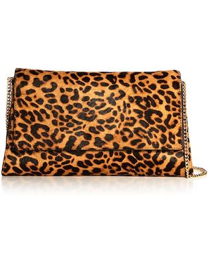 Aqua Small Calf Hair Clutch - Brown