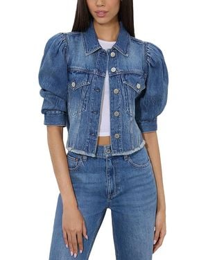 Alice + Olivia Lana Puff Sleeve Denim Jacket - Blue
