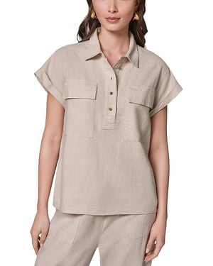 Donna Karan Cap Sleeve Popover Shirt - Gray