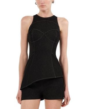 Nocturne Halter Neck Denim Bustier Top - Black