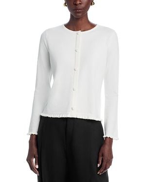 Sioni Faux Button Front Long Sleeve Sweater - White