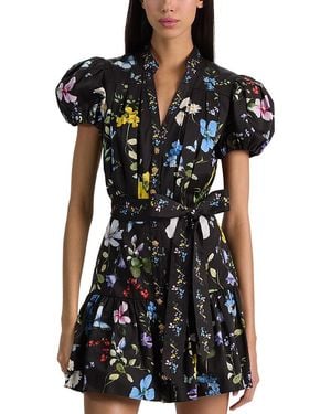 Alice + Olivia Cora Mini Floral Shirtdress - Black