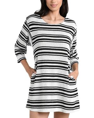 La Blanca Boardwalk Stripe Tunic Swim Cover-Up - Black