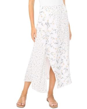 1.STATE Mixed Print Asymmetric Skirt - White