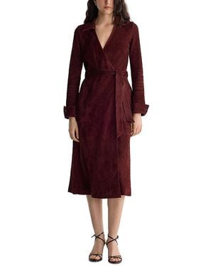 Diane von Furstenberg Antonia Suede Wrap Dress - Red