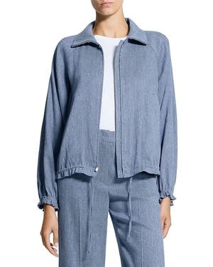 Theory Ruffled Denim Jacket - Blue