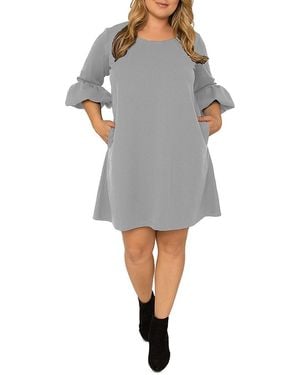 Standards & Practices Plus Knit Flare Sleeve Dress - Gray
