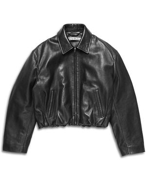Acne Studios Cropped Leather Jacket - Black