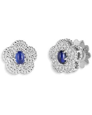 Roberto Coin 18K Daisy Sapphire & Diamond Flower Stud Earrings - Blue