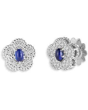 Roberto Coin 18K Daisy Sapphire & Diamond Flower Stud Earrings - Blue