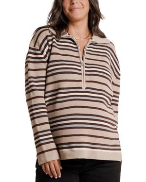 Nom Maternity Blaire 3/4 Zip Maternity Sweater - Black