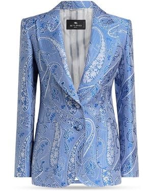 Etro Fitted Jacket With Peak Lapel - Blue