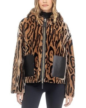 Gorski Reversible Select Shearling Lamb Hooded Jacket - Brown